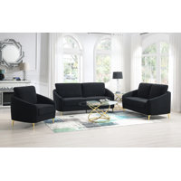 Modern Bouclé Fabric 3Pcs Sofa Set With Curved Silhouette And Plush Seating by Latitude Run