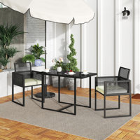 3 Pcs Patio Pe Wicker Furniture Set Cushioned chairs With Folding Backrest Backyard White by Ebern Designs