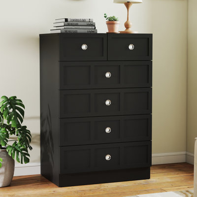 Bedroom Dressers With 6 Drawers: 24" Wood Dressers For Bedroom, Modern Fluted Chest Of Drawers, Deep Storage Cabinet, Living Room Standing Cabinet by Ebern Designs