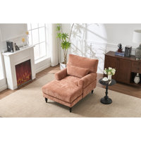 Spacious Reclining Comfort Wood Modern Indoor Sofa For Home & Office Orange by Alcott Hill