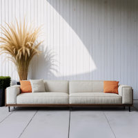 111.81" Comfortable 4-person Wood Sofa, Includes 3 Matching Cushions, Features Removable And Machine Washable Cushion Covers, Easy To Assemble by Latitude Run