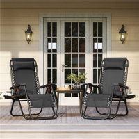 25in Outdoor Zero Gravity Chair with Cupholder and Pillow by Ebern Designs