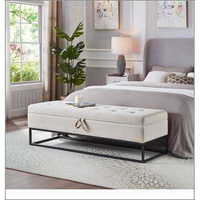 58.6" Bed Bench Metal Base with Storage  Velvet by Mercer41
