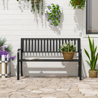 Outdoor Garden Bench, Patio Bench With Slatted Seat, Metal Porch Bench, Bench For Bedroom by Latitude Run