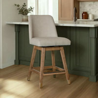 Bolivar Transitional Swivel Rubberwood Counter Or Bar Height Barstool With Faux Leather Seat by One Allium Way