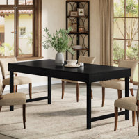 55-Inch Farmhouse Dining Table, Rectangular Kitchen Dinner Table by 17 Stories