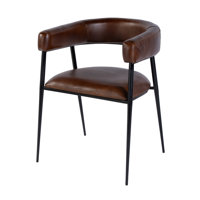 Dallas 19.5" Seat Height Leather and Iron Dining Chair by 17 Stories