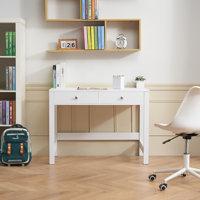 Small Desk with Drawers, Kids Desk for Bedroom, Modern Simple Study Table for Drawing, Reading, Writing, Rectangle MDF Furniture Study Storage Table f by George Oliver
