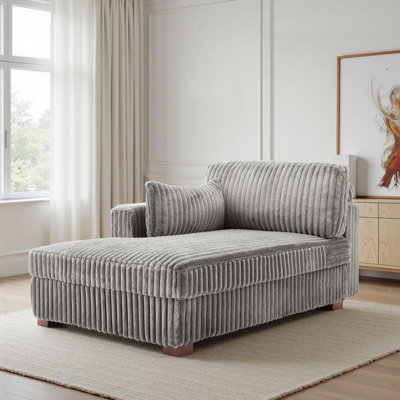 Bentura Oversized Upholstered Faux Rabbit Fur Flannel Chaise Lounge with Armrests & Throw Pillows by Latitude Run
