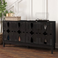 60.5" Mid Century Modern Sideboard Buffet Cabinet With Storage, TV Media Console Table, Storage Cabinet With 4 Doors & Adjustable Shelves For Kitchen