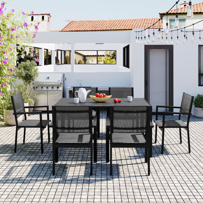 High-quality Steel Outdoor Table and Chair Set, Suitable for Patio, Balcony, Backyard. by Ivy Bronx