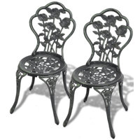 vidaXL Bistro Chairs Outdoor Garden Seating Patio Furniture Cast Aluminum by VidaXL