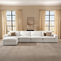 141.7" Cloud Couch Sectional Sofa,Oversized Wide&Deep Seat Sofas For Living Room , 4 Seater With Ottoman by Latitude Run