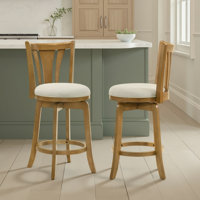 Beckett Counter Height Or Bar Height Rubberwood Barstool With Fabric Seat - Set Of 2 by Red Barrel Studio