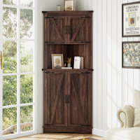 68" Corner Kitchen Pantry With 4 Doors And Adjustable Shelves by Gracie Oaks