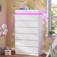 Tall 6 Drawer Dresser With Led Light, Modern Chest Of Drawers For Bedroom,closet Dressers With Drawers For Living Room, Entryway, Hallway by Wrought Studio