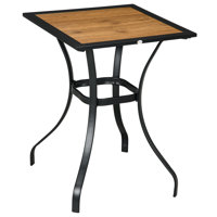28" Outdoor Dining Table, Faux Wood Patio Furniture, Square Wood-Like Garden Table With Water Safe Design For Deck, Backyard, Lawn, Brown by Winston Porter