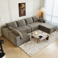 139.4" Modular Sectional Sofa, U-Shaped Minimalist Couches with Ottoman and Middle Seat, Modern Deep Seat Convertible Sleeper Sofa Bed, Reversible Cha by Everly Quinn