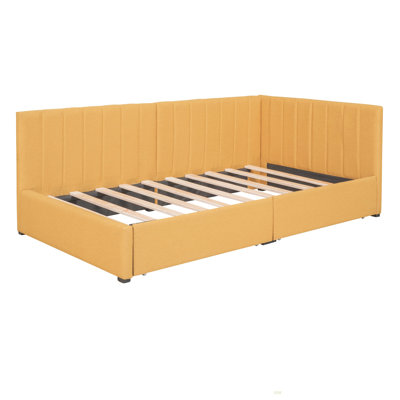 Upholstered Daybed With 2 Storage Drawers Twin Size Sofa Bed Frame No Box Spring Needed, Linen Fabric (Daybed) by Latitude Run