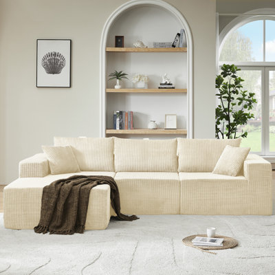 109" Modular L Shaped Sectional Couch, Cloud Sectional Couches For Living Room, Bedroom, Memory Foam Modern Sectional Sleeper Sofa With 3 Pillows, No by Ebern Designs