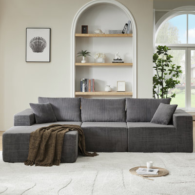 109" Modular L Shaped Sectional Couch, Cloud Sectional Couches For Living Room, Bedroom, Memory Foam Modern Sectional Sleeper Sofa With 3 Pillows, No by Ebern Designs