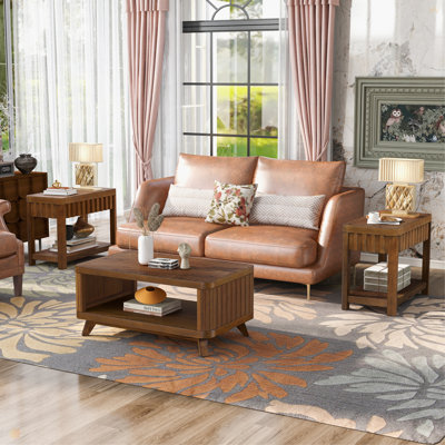 Rectangular Living Room Coffee Table Set, 3-Piece Living Room Table Set With Solid Wood Legs, 1 Coffee Table And 2 End Table, Wood Center Table Tea Ta by Lark Manor