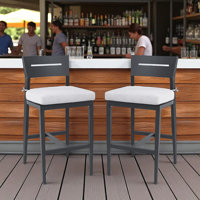 High-End Aluminum Outdoor Patio Bar Stools with Sunbrella Seat Cushion by Latitude Run
