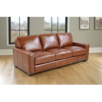 Claudette Top Grain Leather Sofa - Chestnut
