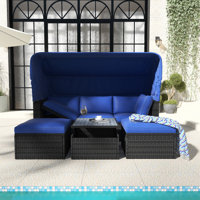 82.7" Wicker Outdoor Patio Daybed With Retractable Canopy by Latitude Run