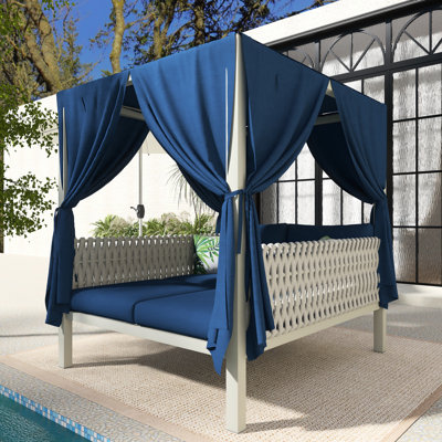 57.5" Outdoor Patio Daybed With Curtains by Latitude Run