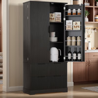 72"H Freestanding Pantry Storage Cabinet with Adjustable Shelves and 2 Large Drawers by Winston Porter