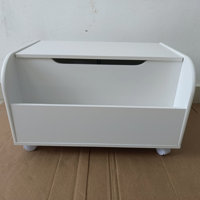 Wooden Toy Box With 4 Universal Wheels, Kids Toy Storage Organizer With Front Bookshelf, Flip-Top Lid, Safety Hinge, Boys Girls Toy Chest Bench For Pl