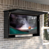 Outdoor TV Enclosure Solid Wood TV Cover 65 Inch Weatherproof with Premium Dual-Arm TV Mount by Gracie Oaks