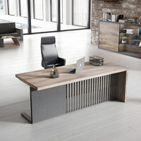 Modern Executive Office Desk, Computer Writing Desk for Home Office, Business Furniture Desk Workstation Stainless Steels Sturdy Frame 1.97IN Thick De by Latitude Run