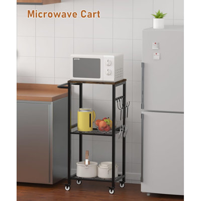3-tier Rolling Kitchen Cart With Handle & Hooks by 17 Stories