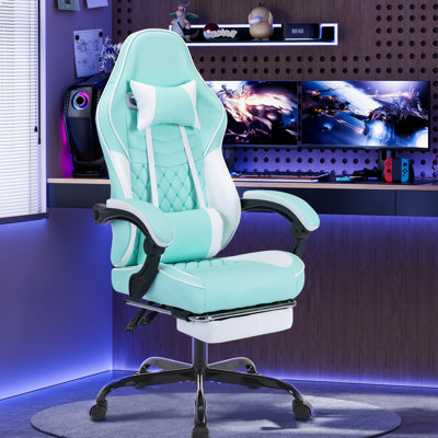 Kylen Gaming Chair with Massage Lumbar, Adjustable Headrest & Footrest by Wrought Studio