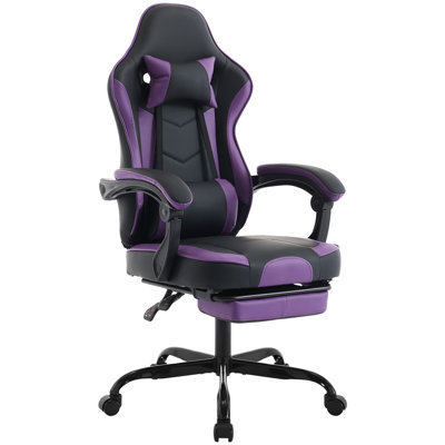 Wells Swivel PU Leather Gaming Chair with Footrest & Adjustable Recline by Wrought Studio