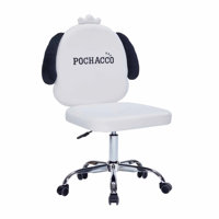 Impressions Vanity Pochacco 360 Degree Swivel Vanity Chair For Bedroom, Armless Makeup Desk Chair With 5 Soft Rolling Wheels, Adjustable Seat Height, by Everly Quinn