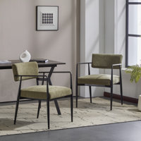 Xzavier Mid-Century Modern Upholstered Dining Armchair With Iron Frame by George Oliver