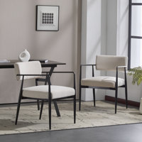 Xzavier Mid-Century Modern Upholstered Dining Armchair With Iron Frame by George Oliver