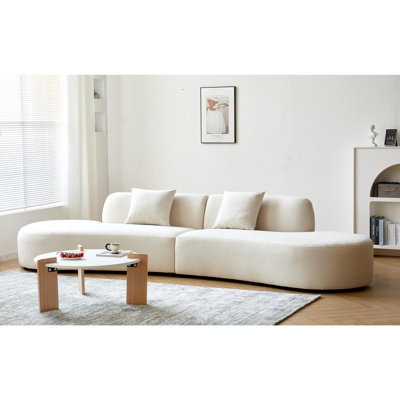 132" Curved Sofa with Throw Pillows by Ivy Bronx