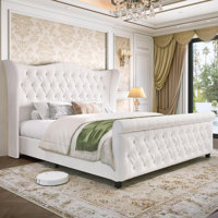 51 "Chenille Soft-Padded Platform Sled Bed by Lark Manor