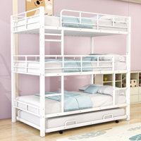 Heavy-Duty Twin Metal Triple Bunk Bed With Twin Trundle by Isabelle & Max