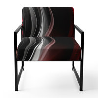 Red Black Infinite Ripples II - Upholstered Abstract Accent Side Chair