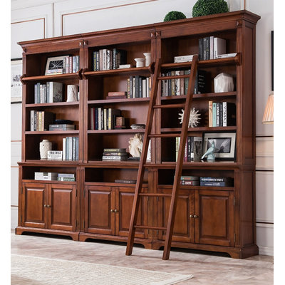 American-Style Solid Wood Integrated Wall-To-Wall Bookcase by Red Barrel Studio