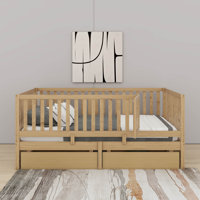 Wood Daybed With Fence Guardrails And Drawers by Harriet Bee