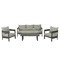 High-Quality Outdoor Seating Set with Thick Cushions for Ultimate Comfort, Perfect for Lawns, Patios, and Poolside by Hokku Designs