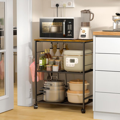 3-tier Rolling Microwave Cart With Storage by 17 Stories