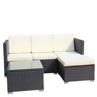 Outdoor Garden Patio Furniture 5-Piece Pe Rattan Wicker Cushioned Sofa Sets And Coffee Table, Patio Furniture Set;Outdoor Couch ( Beige Cushion), Outd by Latitude Run
