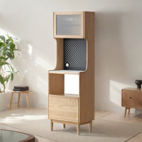 Modern Minimalist Oak Rock Slab Food Cabinet by Winston Porter
